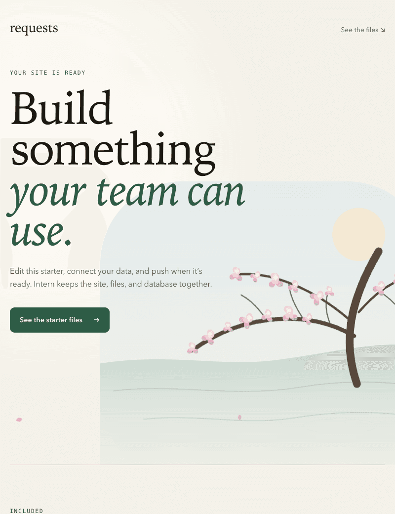 The Intern starter site: a cherry tree garden